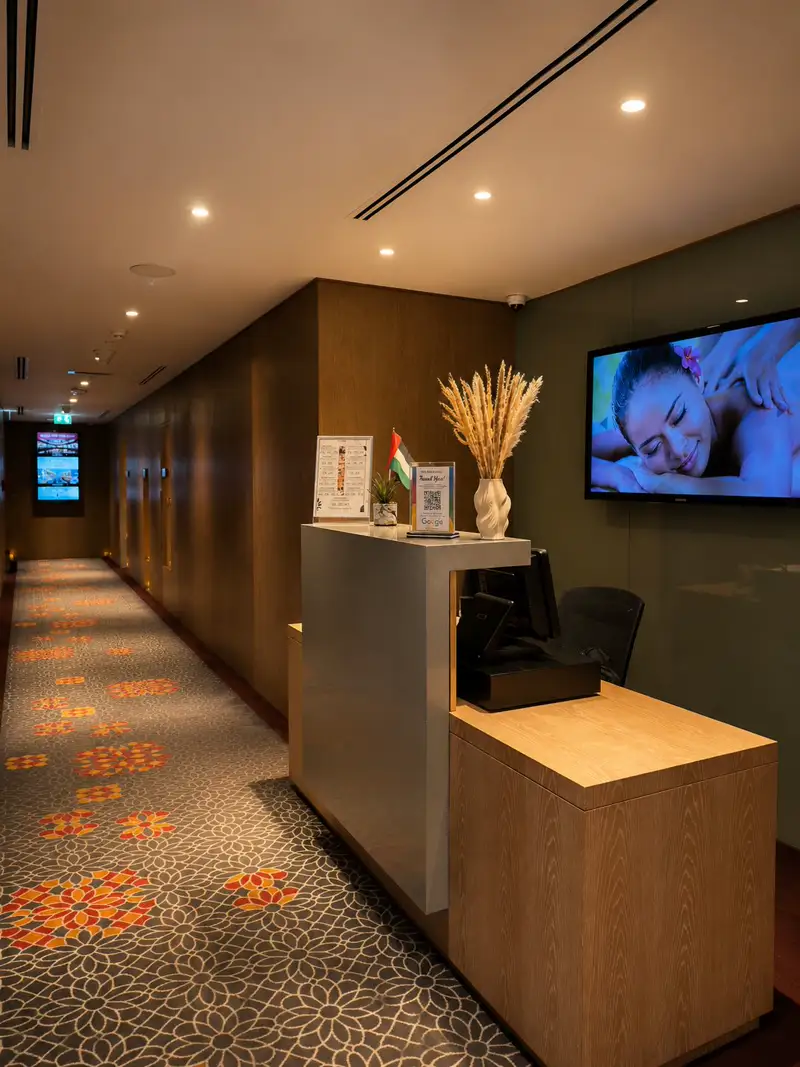 Bella Spa Dubai reception at Naumi Hotel Barsha Heights